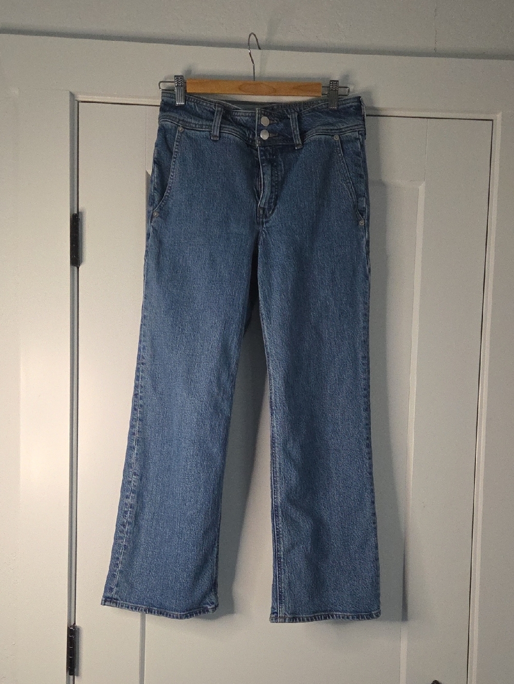 Jcrew High-Rise Double Button Wide-Leg Women Jeans - Blue Size 26